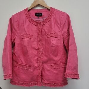 Talbots Pink Women's 3/4 Sleeve Linen Blend Jacket